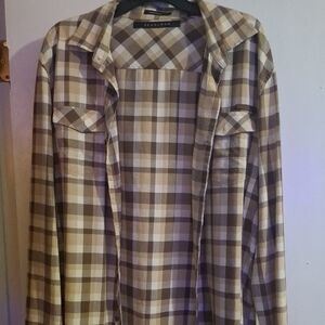 Sean John Beige and Brown Checkered Shirt